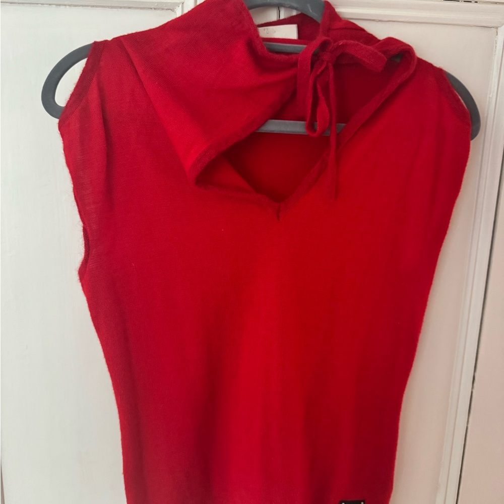 Red Sleeveless Knit Top Cavalli Wool Small